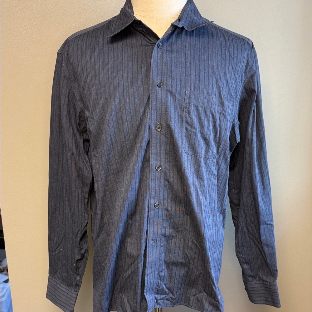 Joseph Abboud Men’s XL Button-Up Dress Shirt Navy Striped Long Sleeve EUC